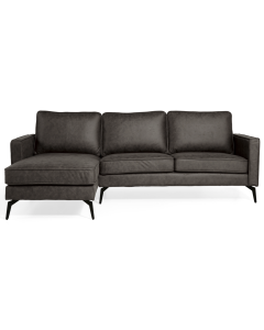 Canapé d'angle Lindsey micro cuir anthracite avant gauche