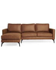 Canapé d'angle Lindsey micro cuir cognac avant gauche