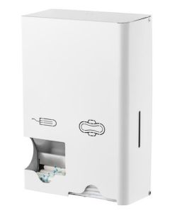 Distributeur de serviettes hygiéniques et de tampons petit acier inoxydable blanc