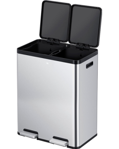 Poubelle à pédale inox mat 30+30 litres soft close