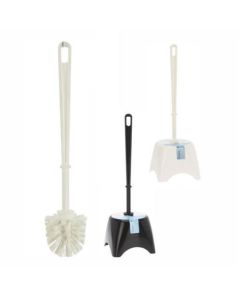 KM brosse de toilette et support en plastique (blanc ou noir assorti)