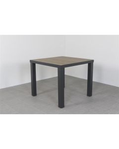 MD Premium Table de jardin aspect bois alu 90x90