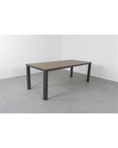 MD Premium Table de jardin aspect bois alu 160x90