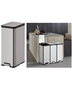 Poubelle à pédale 45 litres en acier inoxydable, reliable