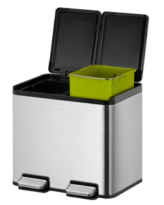 Poubelle à pédale pour le recyclage divisée 15+15 litres
