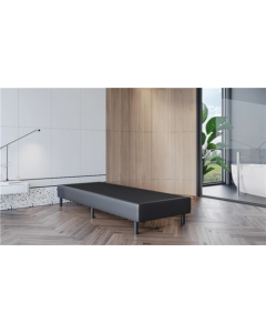 Sommier tapissier anthracite aspect cuir 90x200 avec pied