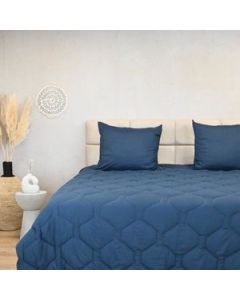 couette double en microfibre bleue