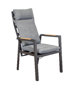 Chaise de jardin réglable Akelei avec accoudoir et coussins en polywood