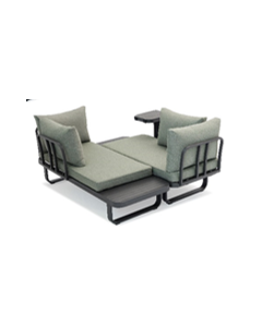 Ensemble de salon multifonctionnel Chrysanthème avec coussins verts