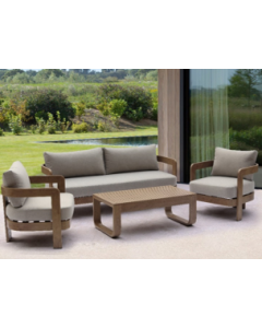 Ensemble de salon Begonia en aluminium avec aspect bois