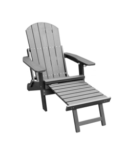 Chaise longue Ranunculus gris avec pouf