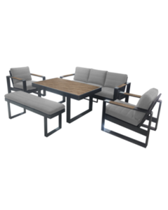 Ensemble de jardin Freesia banc+table+siège et deux chaises