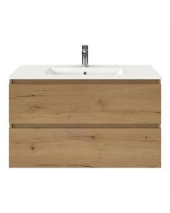 Meuble sous-lavabo BP sans poignée, chêne naturel, 100 x 46 cm