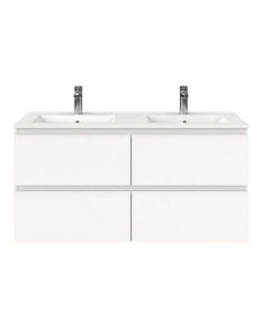 Meuble sous-lavabo BP 4 tiroirs, double lavabo, blanc mat, 120 x 46 cm