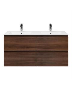 Meuble sous-lavabo BP 4 tiroirs, noyer, double 120 x 46 cm