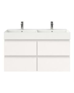 Meuble sous-lavabo BP 4 tiroirs, double lavabo, blanc brillant, 120 x 46