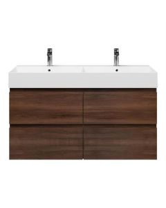 Meuble sous-lavabo BP 4 tiroirs, noyer, 120 x 46 cm