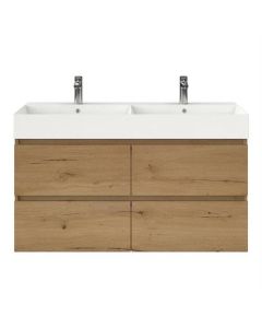 Meuble sous-lavabo BP 4 tiroirs, chêne naturel, 120 x 46 cm