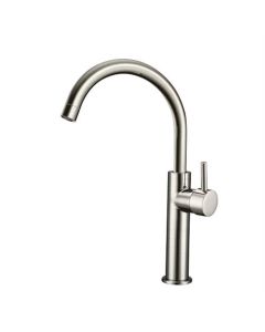 BP mitigeur de lavabo surélevé, bec orientable, inox brossé