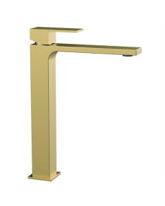 Robinet de lavabo BP surélevé, brossé or, bec fixe