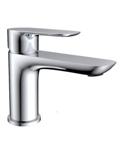 Robinet de lavabo chromé, bec plat