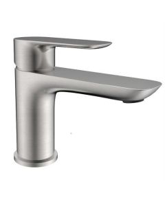 Robinet de lavabo en acier inoxydable brossé, bec plat