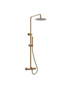 Ensemble de douche pluie BP, robinet thermostatique, cuivre brossé