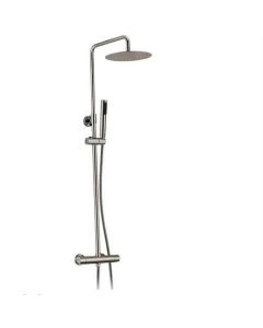 Ensemble de douche pluie BP, robinet thermostatique, acier inoxydable brossé