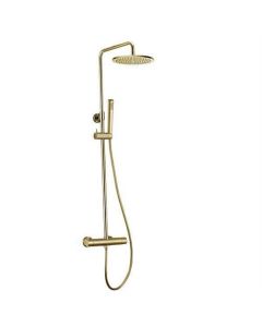 Ensemble de douche à effet pluie BP, robinet thermostatique, or brossé