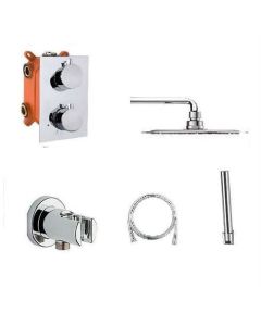 BP set de douche pluie encastrée chrome, douchette à main