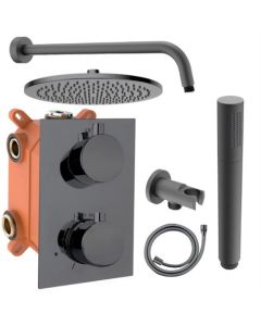 Ensemble de douche encastrée BP gris clair gunmetal, douchette à main