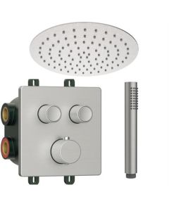 Ensemble de douche à effet pluie encastrée BP en acier inoxydable brossé