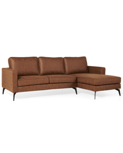 Canapé d'angle Lindsey micro cuir cognac avant droite