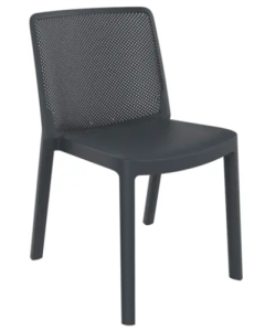 Chaise empilable Menorca plastique gris foncé, 4 pièces