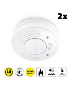 Détecteur de fumée avec pile de 10 ans 2-pack Blanc