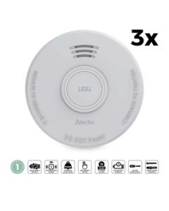 Détecteur de fumée autonome avec pile de 1 an 3 pièces